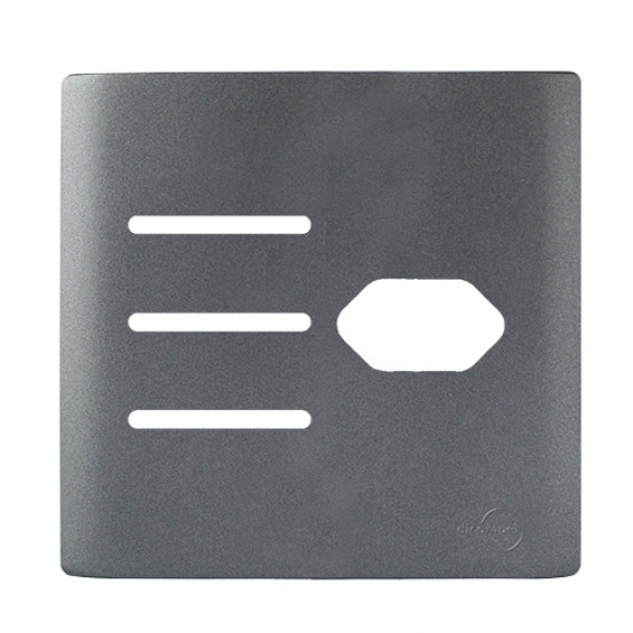 Placa p/ 3 Interruptores + Tomada 4x4 - Novara Preto Grafite Placa p/ 3 Interruptores + Tomada 4x4 - Novara Preto Grafite